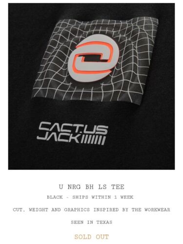 NIKE X Travis Scott Cactus Jack NRG LS Tee Black 2XL Houston TX Service Center