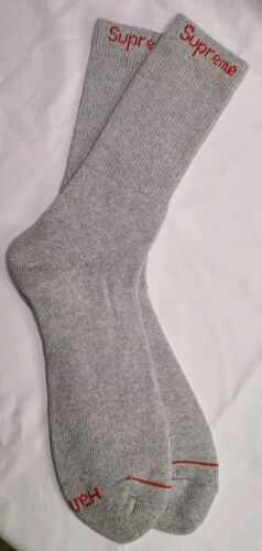 Supreme x Hanes GREY Crew Socks | 1x Single Pair | BRAND NEW! Ships FAST