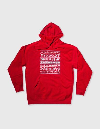 Berrics Christmas Holiday Hoodie MENS SIZE LARGE Limited Edition University Red