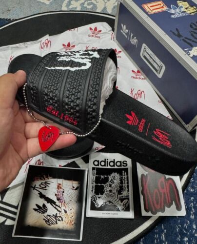 Adidas x Korn Adilette Slides | Mens Size 12 | Stickers, Guitar Pick, & Box! 🔥