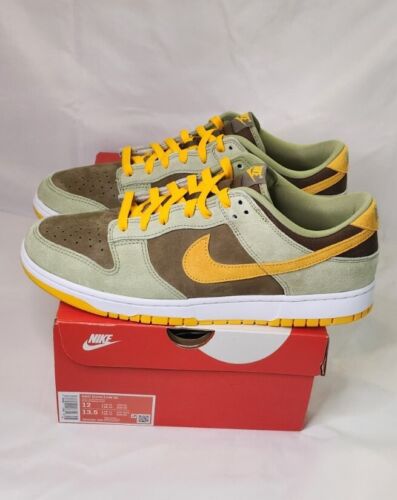Nike Dunk Low SE | MENS SIZE 12 | Dusty Olive Pro Gold + Extra SB white Laces
