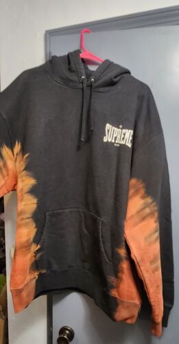 Supreme Bleached Hooded Sweatshirt Hoodie | Size XXL | Black Red Orange NWT! 🔥