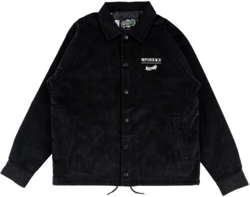 Welcome x Beetlejuice Sandworm Corduroy Black Coach Jacket Satin Lining - LARGE