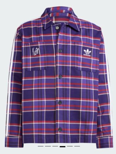 Adidas x Korn Long Sleeve Purple Flannel | Size LARGE | Oversized Fit NWT 🔥