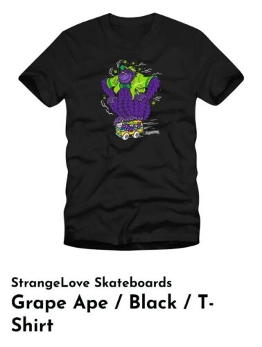 Strangelove 420 Skateboards SIZE Large GRAPE APE T-Shirt Black CineLogo Tee