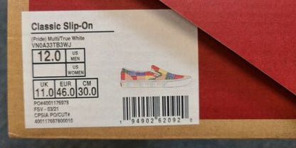 MENS SZ 12 - VANS Pride Classic Slip On LGBTQ+ Multicolor Rainbow Colorway NEW!