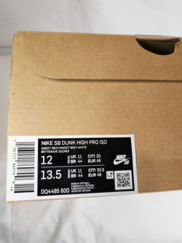 Nike SB Dunk High Pro ISO Mens Size 12 Orange Label Sweet Beet BRAND NEW!