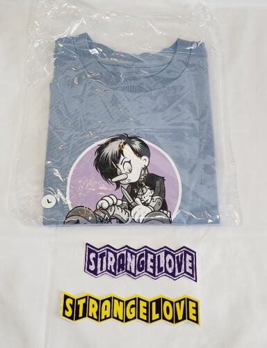 Strangelove Emo Goth Puppet Mens Size LARGE T-Shirt Stone Grey NEW! + 2 Stickers