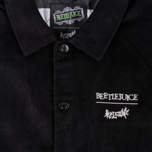 Welcome x Beetlejuice Sandworm Corduroy Black Coach Jacket Satin Lining - LARGE