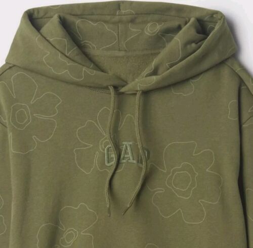 Gap Arch Logo Floral Hoodie | Size SMALL | Army Jacket Green Sequoia NWT 🔥🧊