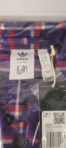 Adidas x Korn Long Sleeve Purple Flannel | Size LARGE | Oversized Fit NWT 🔥