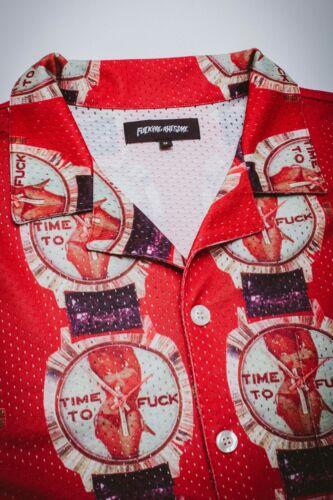 FA FuckingAwesome Time To Fu*k Shirt  | SIZE LARGE | TTF AOP Button Up Adult 18+