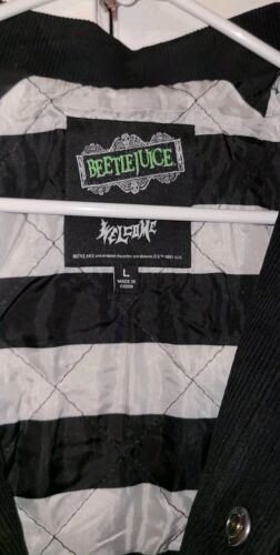 Welcome x Beetlejuice Sandworm Corduroy Black Coach Jacket Satin Lining - LARGE