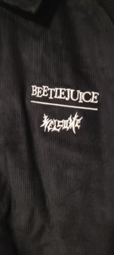 Welcome x Beetlejuice Sandworm Corduroy Black Coach Jacket Satin Lining - LARGE