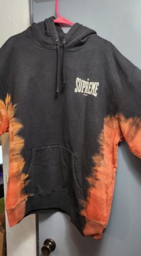 Supreme Bleached Hooded Sweatshirt Hoodie | Size XXL | Black Red Orange NWT! 🔥