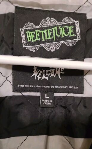 Welcome x Beetlejuice Sandworm Corduroy Black Coach Jacket Satin Lining - LARGE