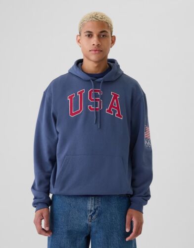 Gap x Team USA Olympic Hoodie | Size LARGE | Washed Navy NWT 2024 Relaxed Fit🔥