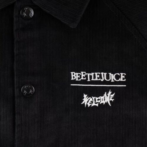 Welcome x Beetlejuice Sandworm Corduroy Black Coach Jacket Satin Lining - LARGE