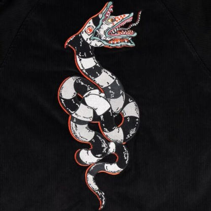 Welcome x Beetlejuice Sandworm Corduroy Black Coach Jacket Satin Lining - LARGE