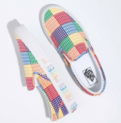 MENS SZ 12 - VANS Pride Classic Slip On LGBTQ+ Multicolor Rainbow Colorway NEW!