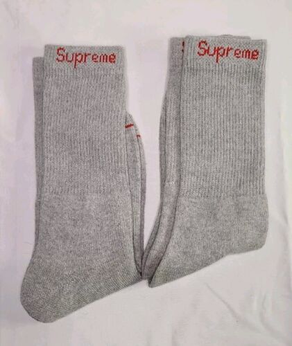 Supreme x Hanes GREY Crew Socks | 1x Single Pair | BRAND NEW! Ships FAST