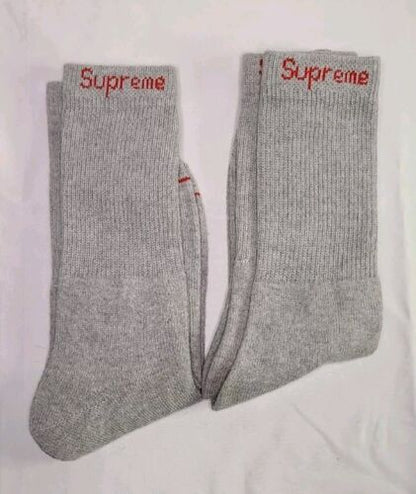 Supreme x Hanes GREY Crew Socks | 1x Single Pair | BRAND NEW! Ships FAST