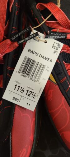 Bape x Dame 9 Adidas RED CAMO | Mens Sz 11.5 | 2024 Bathing Ape Basketball Shoes