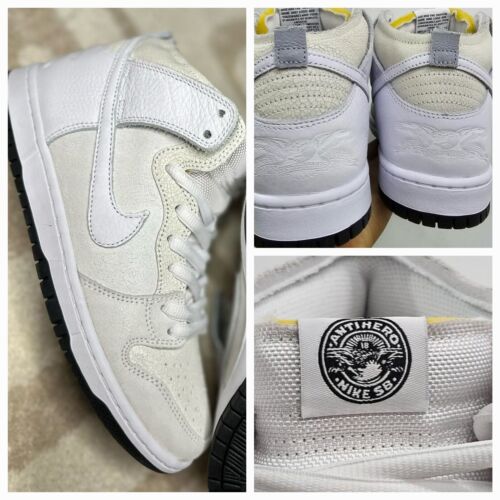 AntiHero x Nike SB Dunk High | Mens Sz 13 | White Cream Black Crackle Leather!🔥