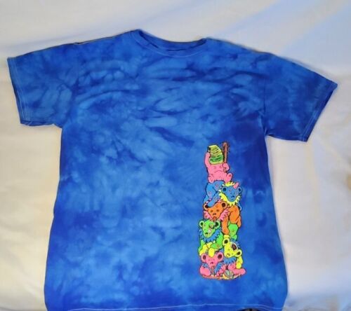 Strangelove Greatfull Dead Bears Tie Dye T-Shirt MENS SIZE XL Crystal Blue