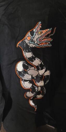 Welcome x Beetlejuice Sandworm Corduroy Black Coach Jacket Satin Lining - LARGE