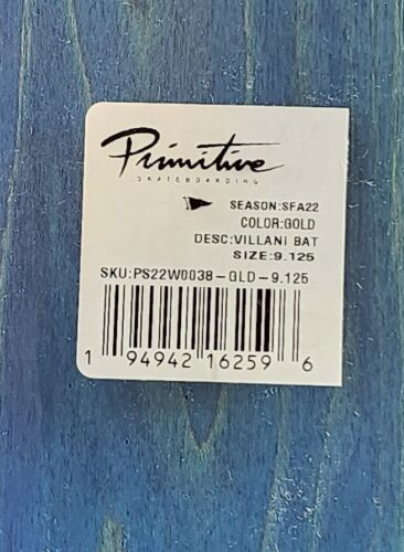 RaRe Primitive Franky Villani Gold Foil Embossed Bat Skateboard Deck New Sealed