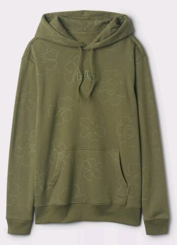 Gap Arch Logo Floral Hoodie | Size SMALL | Army Jacket Green Sequoia NWT 🔥🧊