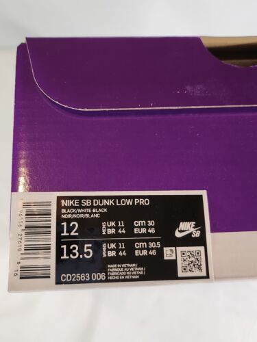 Nike SB Dunk Low Pro | Mens Size 12 | Black Gum Pack NeW!! Black White Noir Gum