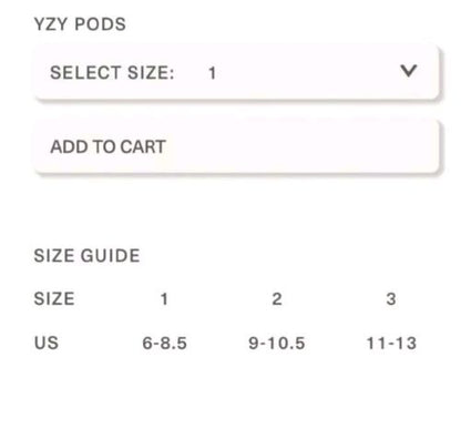 YZY Pods | Size 3 | VULTURES Limited Edition Slides Kanye West Yeezy Sizes 11-14