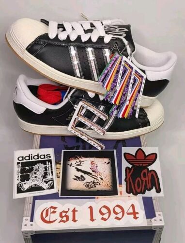 Korn x Adidas Superstar Black Gum | Mens Sz 12 | 30th Anv Red Pick + Purp Laces!