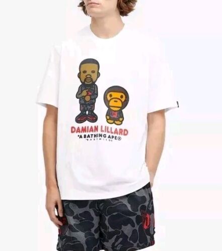 Bape x Adidas Dame Baby Milo Shirt | Sz LARGE | NWT A Bathing Ape WHITE TEE🔥