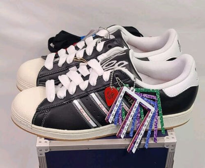 Korn x Adidas Superstar Black Gum | Mens Sz 12 | 30th Anv Red Pick + Purp Laces!