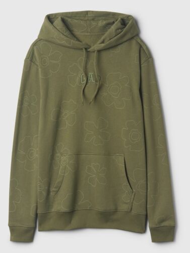 Gap Arch Logo Floral Hoodie | Size SMALL | Army Jacket Green Sequoia NWT 🔥🧊