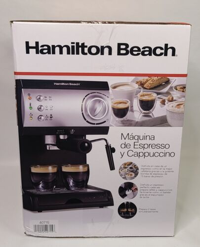 Hamilton Beach Espresso Machine 2-Cup + 15-Bar Pump+ Steam Control+ Milk Frother