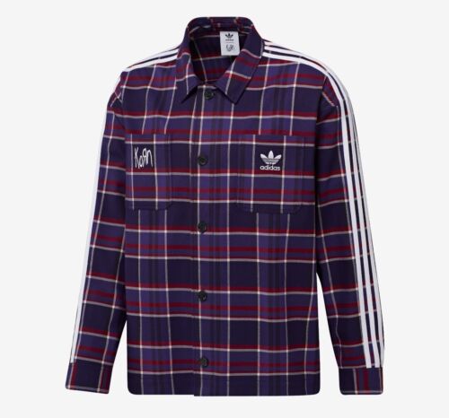 Adidas x Korn Long Sleeve Purple Flannel | Size 2XL | Oversized Fit NWT XXL 🔥