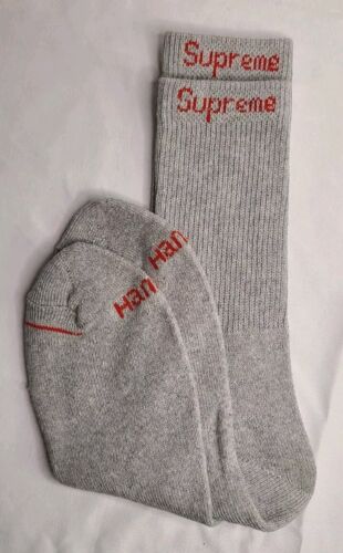 Supreme x Hanes GREY Crew Socks | 1x Single Pair | BRAND NEW! Ships FAST