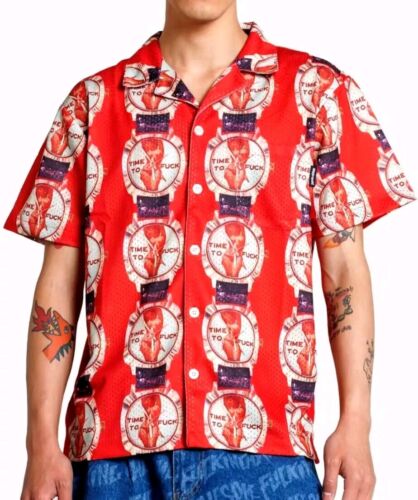 FA FuckingAwesome Time To Fu*k Shirt  | SIZE LARGE | TTF AOP Button Up Adult 18+