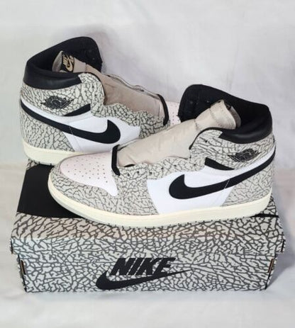 Air Jordan 1 Retro High OG White Cement Mens Size 12 Black White Grey Xtra Laces