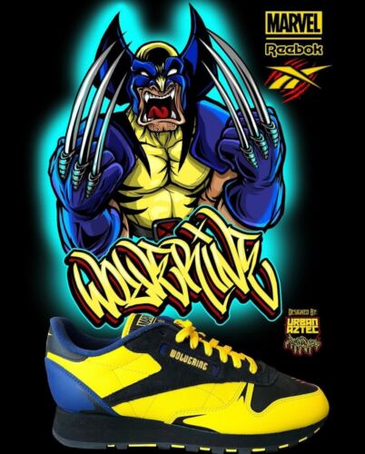 Reebok Classic Leather x Wolverine X-Men 97 | Mens Sz 12 | Black Yellow MARVEL