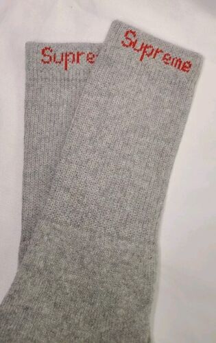 Supreme x Hanes GREY Crew Socks | 1x Single Pair | BRAND NEW! Ships FAST