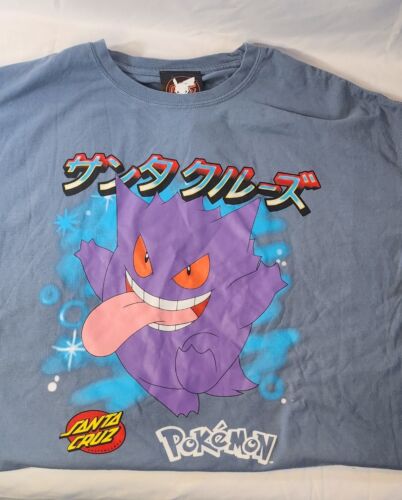 Santa Cruz x Pokémon Ghost Type 3 Gengar Premium T Shirt Mens Size XL Blue NWT